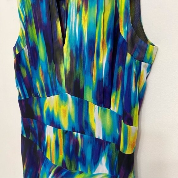 CALVIN Klein dress woven Aline multicolored chiffon fit flair sleeveles summer 4 - Picture 6 of 15
